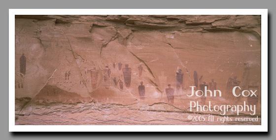 Ancient artwork left by early Native Americans graces the walls of Horsehoe Canyon in Utah.