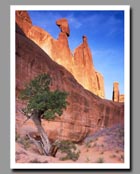 Queen Nefertiti stands over the pink cliffs of Arches National Park in Utah.