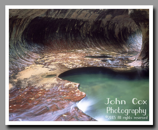 The Left Fork of North Creek flows through a series of pools in the Subway of Zion National Park in Utah.