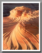 The Wave glows in the light of a setting sun, Arizona.